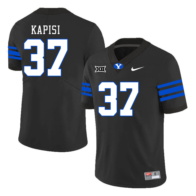 BYU Cougars #37 Jordan Kapisi Big 12 Conference College Football Jerseys Stitched Sale-Black